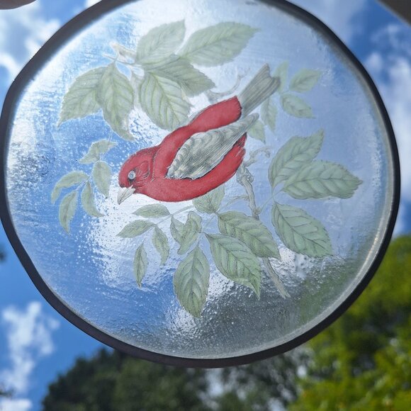 Red Bird Suncatcher Stocking Stuffers Bird Lover Gifts Glass Metal Wall Decor - Picture 15 of 16